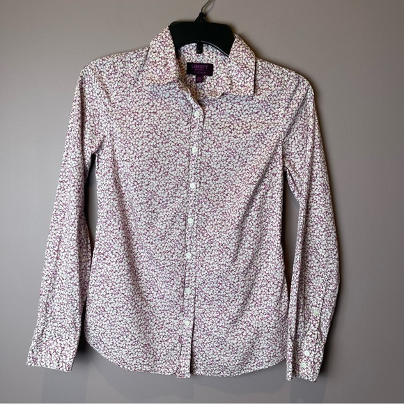J Crew Liberty Purple Floral Print Button up Shirt - Size 00 - Picture 2 of 9